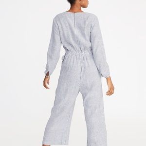 Old navy linen striped jumpsuit